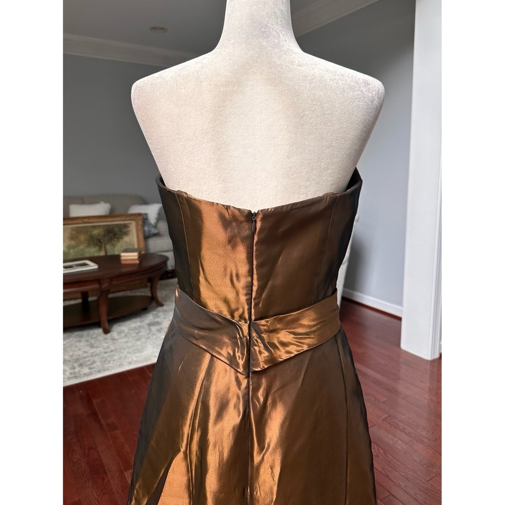 USA Vintage 2000s Strapless Lazaro Ethereal Mermaid Fantasy Crushed Brown Gown - Picture 8 of 11